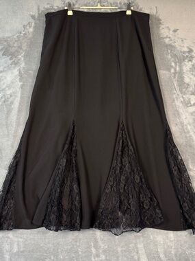Scarlett Black Lace Panel Skirt Size 18W Midi Flowy Stretch Elegant